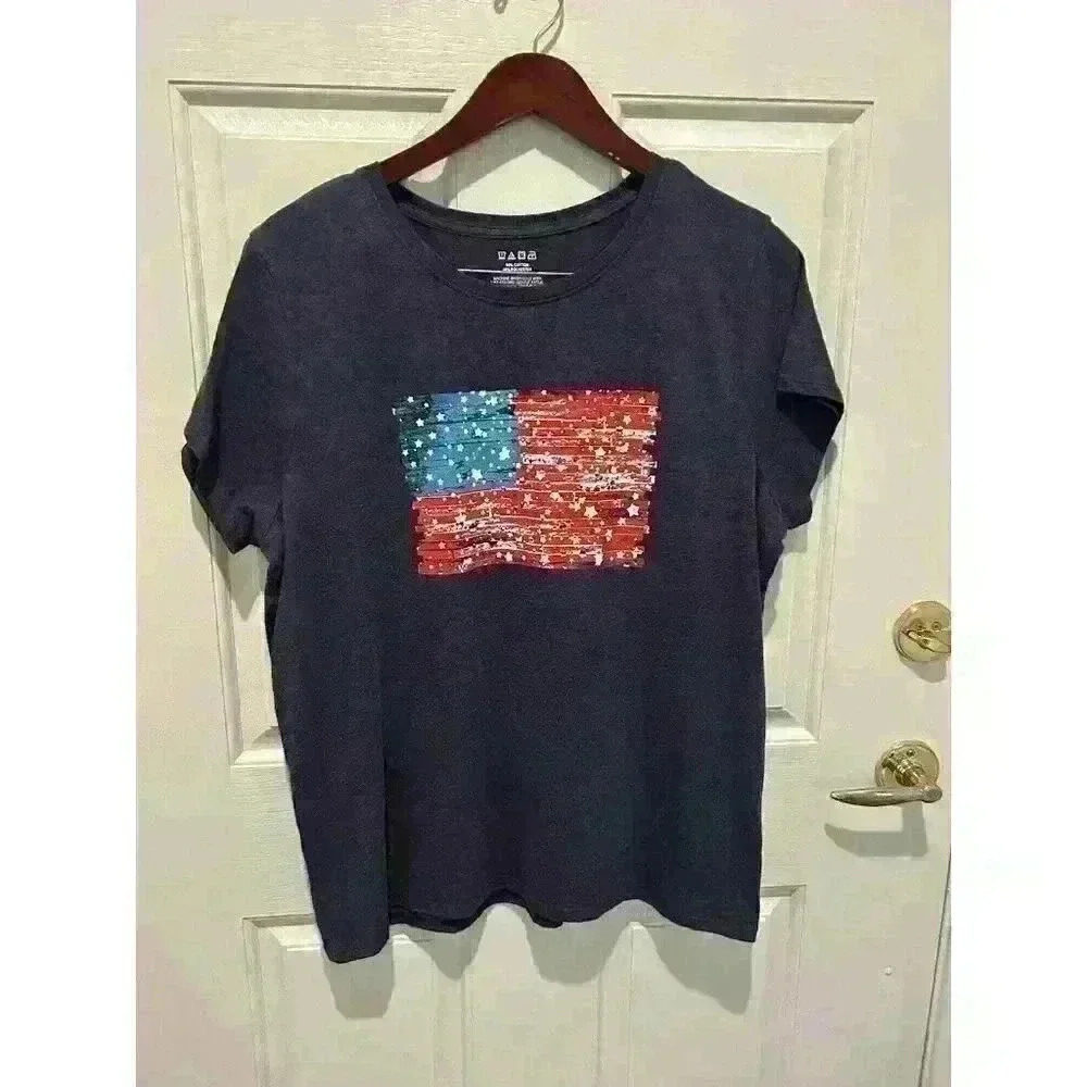 Mens Patriotic Red White Blue Graphic Shirt FREEDOM XL Perfect For 4th Of July